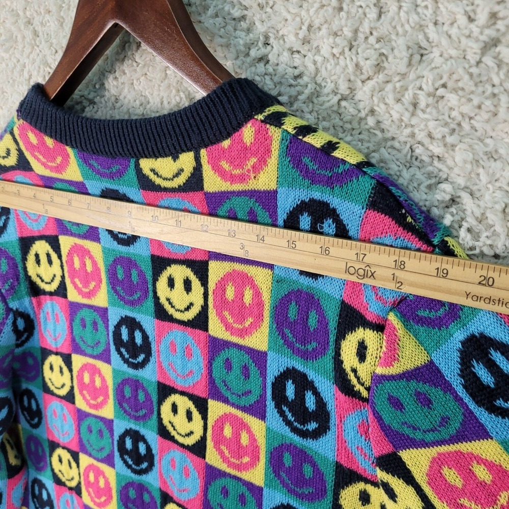 WESC Leon Pop Smiley Face Sweater Men's Large Knitted Paris Nights Multicolor - Picture 5 of 11